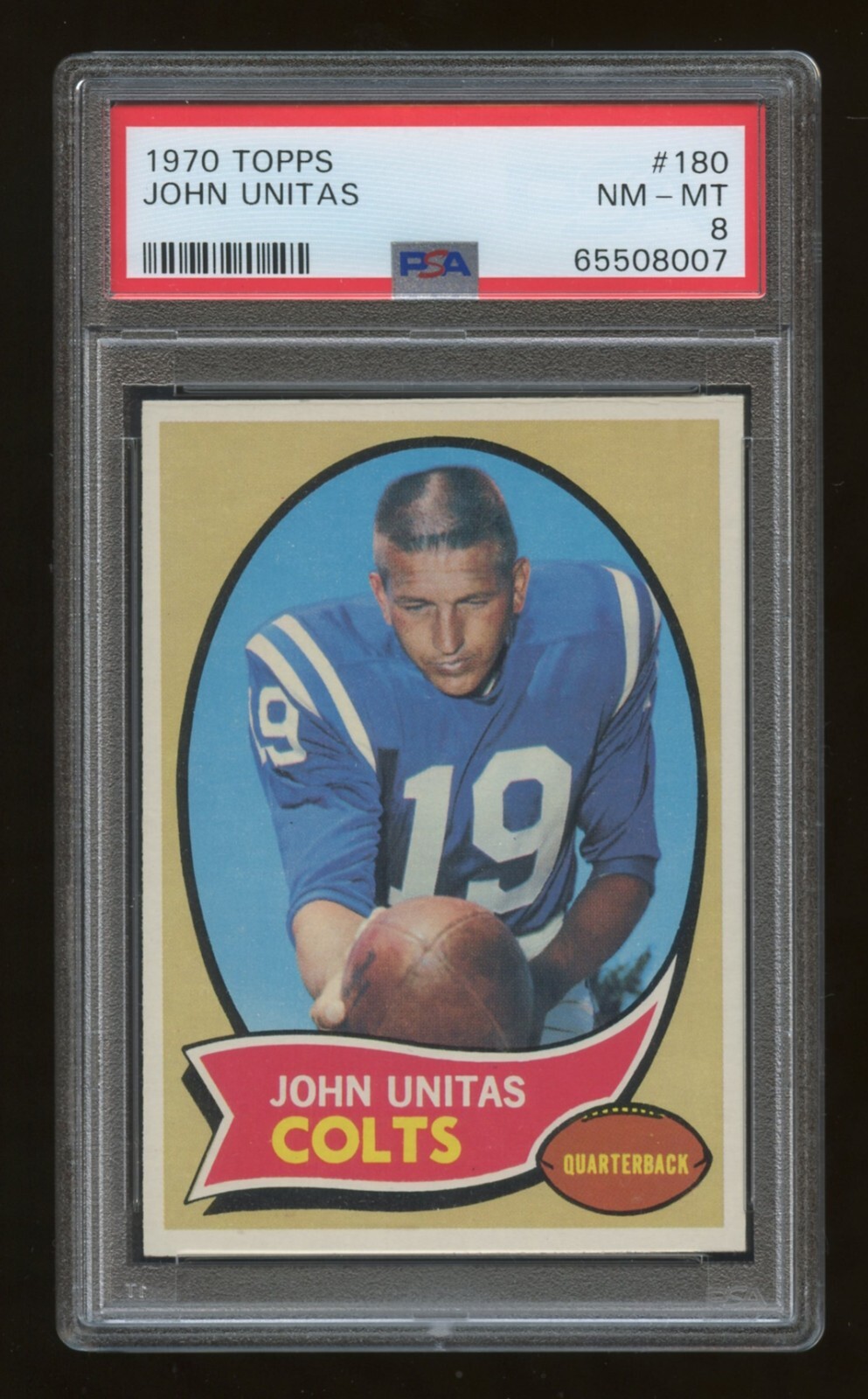 1970 Topps Football #180 John Unitas Baltimore Colts PSA 8