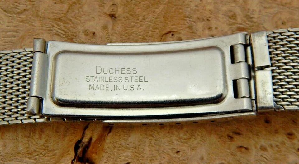 Vintage Duchess 17.5mm stainless steel mesh deployment clasp watch band USA made - Изображение 3 из 4