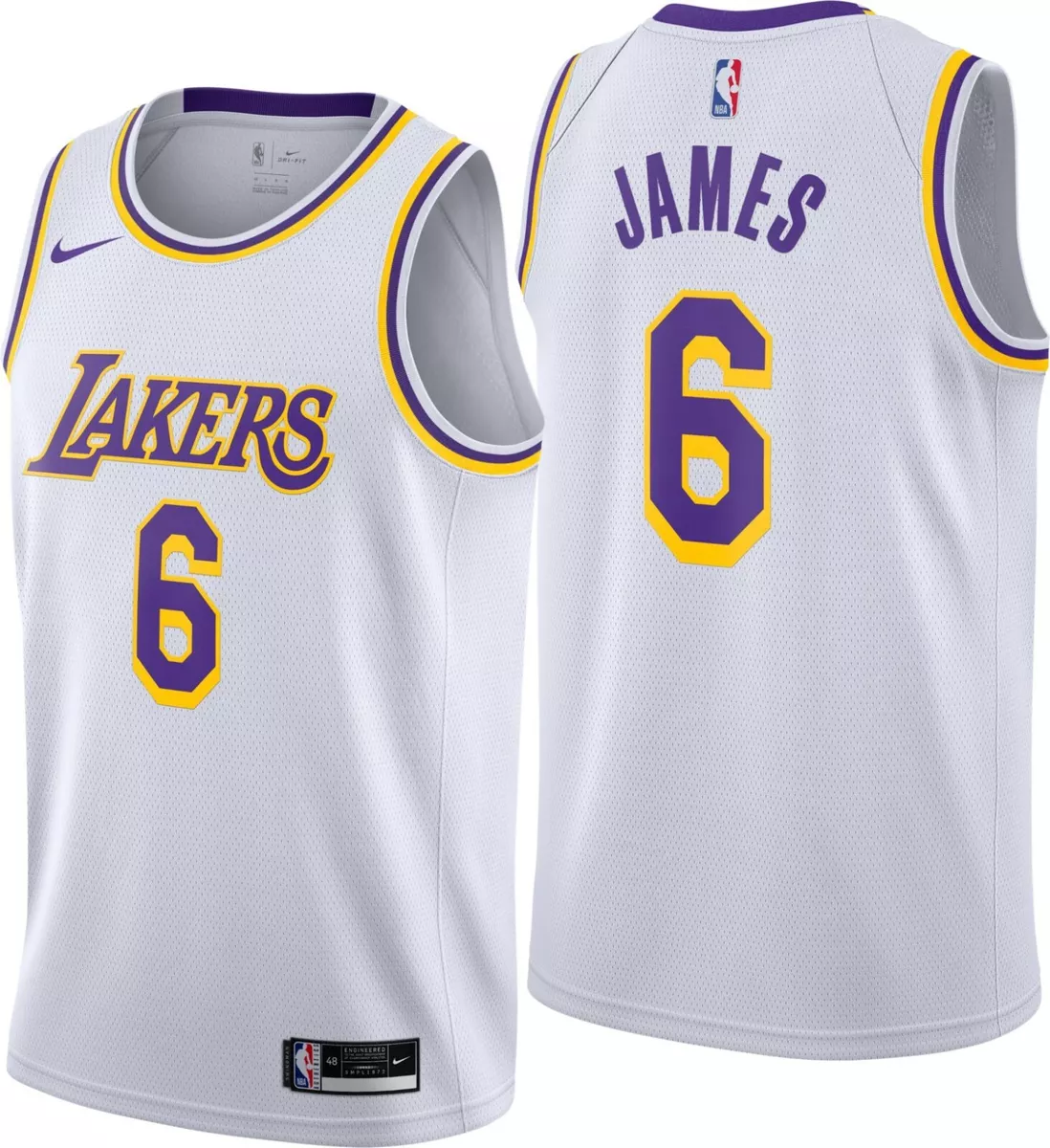 Los Angeles Lakers Nike Association Edition Swingman Jersey - White - Lebron James - Unisex