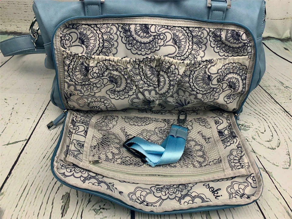 Double Zip Satchel Nappy Diaper Bag Powder Blue - Image 2 of 4