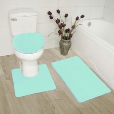 3PC 9 SOFT BATHROOM SET BATH MAT CONTOUR RUG TOILET LID COVER NEW 3 styles 6