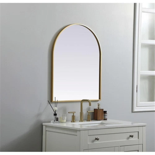 Elegant Decor Ayra 24x30" Arch Modern MDF Wood/Iron Mirror in Brass - Picture 9 of 9