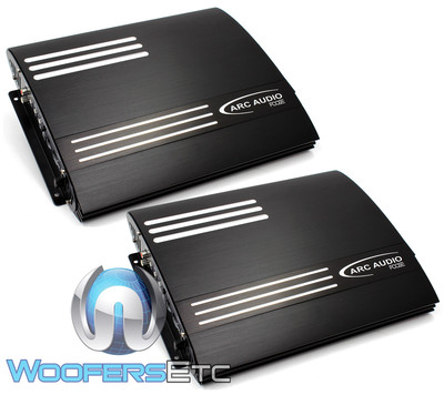 PAIR ARC AUDIO FD2200 2 CHANNEL 370 WATT RMS AMPS X2 = 740W RMS 4 CH AMPLIFIER