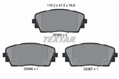 2536501 TEXTAR Bremsbelagsatz, Scheibenbremse für DODGE,KIA