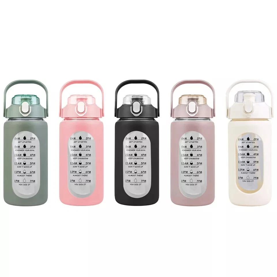 Стеклянная бутылка для воды 32/64 унции бутылка-трекер для тренажерного зала тренировок спорта кемпинга - Изображение 2 из 4