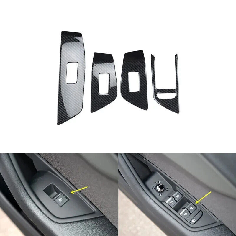For Audi RS4 2019-2024 RHD Plastic Carbon Fiber Interior Door Trims Stickers - Image 3 of 4