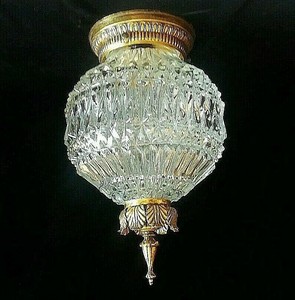Vintage Ornate Fredrick Ramond Ceiling Light Globe Shade Glass