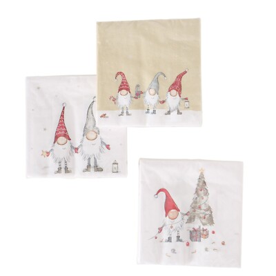 3 x 20 Servietten Weihnachten Weihnachtsservietten 'Wichtel Snorre' - 33 x 33 cm