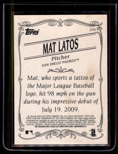 2009 Topps 206 #296 Mat Latos Rookie - Picture 2 of 2