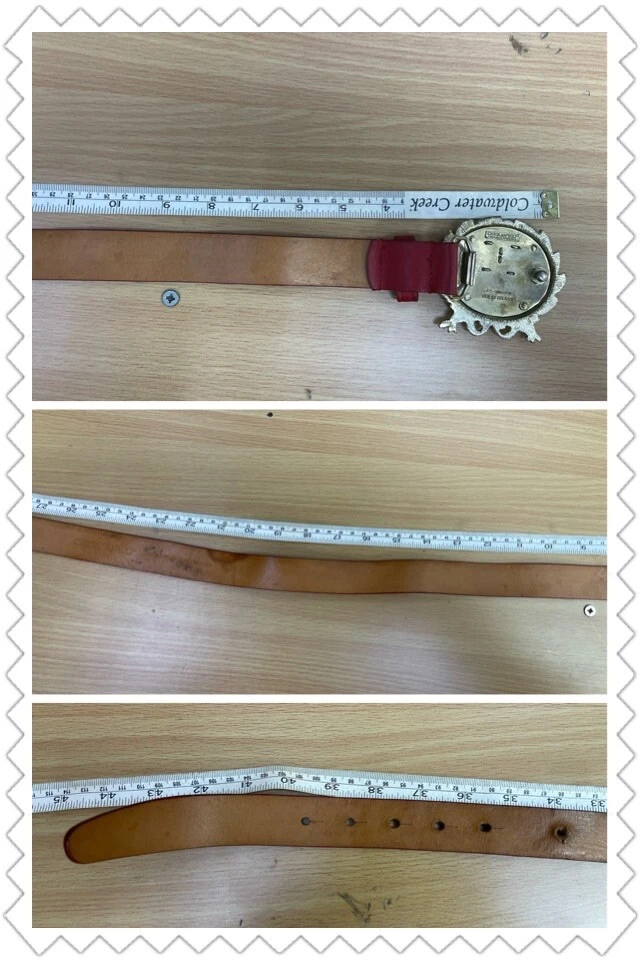 Cinturón Dsquared Rojo Charol Gran Tamaño Dorado Canadá Tenis Logo Hebilla Talla L Foto 4 de 4