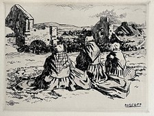 Mathurin Meheut Gravure Eau Forte Bretagne Procession Bretonne Roscoff Batz