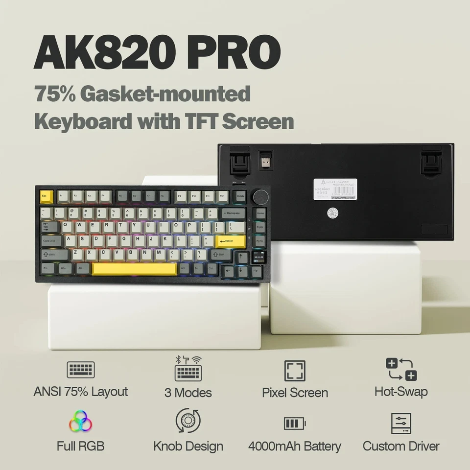 Ajazz AK820 Pro 75% Mechanical Keyboard, Gasket Ajazz Gift Switch - Image 2 of 4