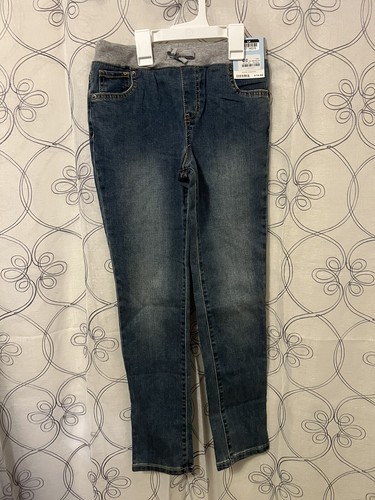 Girls Mid Rise Knit Waist Pull On Skinny Jeans- Cat & Jack Medium Wash Size 12