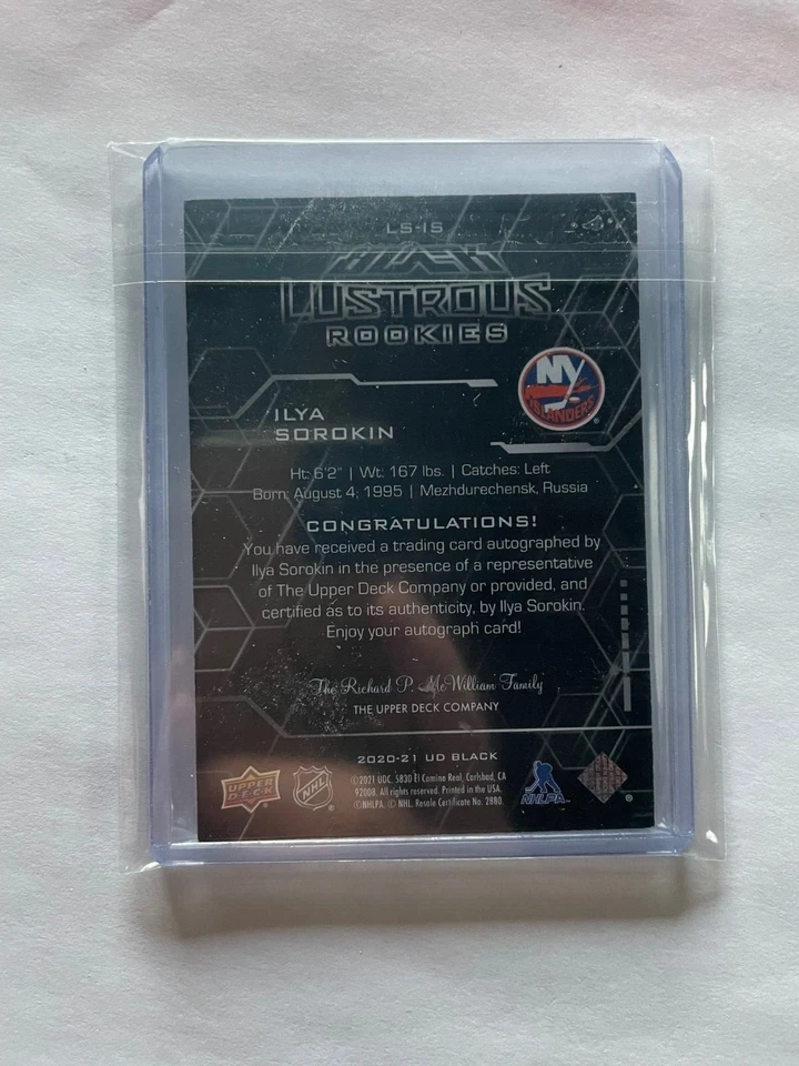 2020-21 Upper Deck SPx #LS-IS Black Lustrous Rookie Auto /199 - ILYA SOROKIN RC - Image 2 of 2