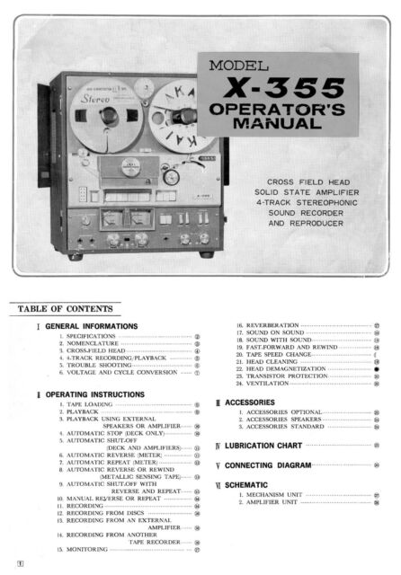 Operating Instructions for Akai X-355