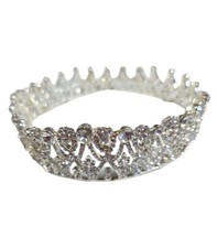 Ciel Round Crown Rhinestone Crystal Metal Tiara Jewelry Silver - NEW