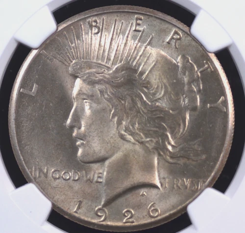 1926 PEACE DOLLAR NGC MS 63 LUSTROUS AND SILKY WITH BRASSY AMBIENCE AND A FULL