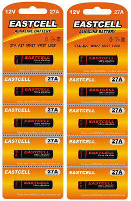       10 x 27A 12V MN27, A27, V27GA, L828, GP27A(2 Cards a 5 Batterien)EAST