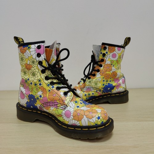 Dr Martens 1460 Pascal Margarita Floral Mariposa Amarillo Cuero Botines Reino Unido 4 - Imagen 7 de 10