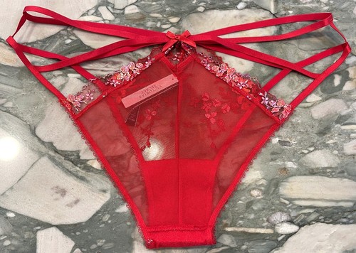 NEW Victoria Secret Very Sexy Floral Embroidered Mesh Cheekini - Lipstick Red XL - Picture 5 of 5
