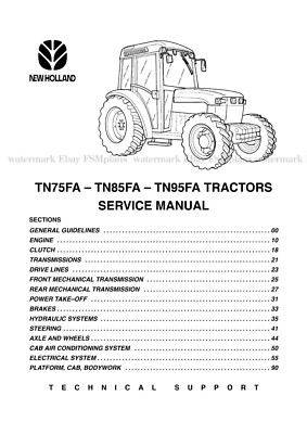 New Holland TN75FA TN85FA TN95FA Service Repair Manual PRIORITY MAIL 6035445100