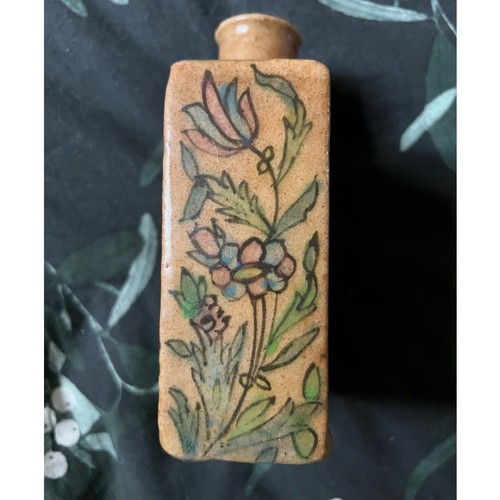 Antike handbemalte Iznik Qajar Perser Vase - Pfau/Vögel, Laub/Blumen - Bild 4 von 5