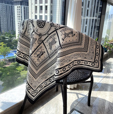 70 Cashmere 30 Silk Neckerchief Shape Bandana Scarf horse Print 65X65cm Wrap