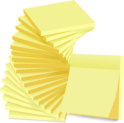 (18 Pack) Sticky Notes 3x3 in Yellow, Strong Adhesive, Clean Removal, Recyclable