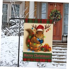 Christmas Squirrel Garden Flag 12x18 Inch Holiday Yard MulticolorH0064