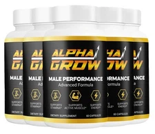(5 Pack) Alpha Grow Male Performance Capsules, AlphaGrow Energy (300 Capsules)
