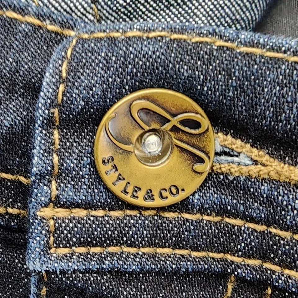 Pantalones de mezclilla Style&Co para mujer 18 azul lavado oscuro calce natural tiro medio elástico recto Foto 2 de 4