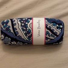Vera Bradley Navy Blue Floral Hard Case for Glasses Sunglasses Flip Top Cloth