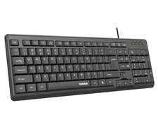 Black Wired Computer Keyboard, Full Size USB, Quiet, Number Pad, Slim, Basic