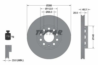 2x Bremsscheibe außenbelüftet 92057605 TEXTAR für AUDI VW SEAT
