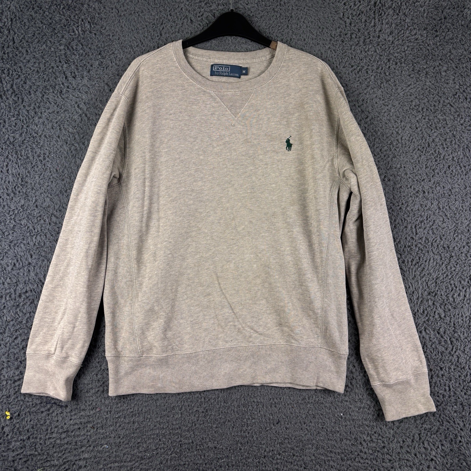 Ralph Lauren Felpa Uomo Media Beige Maglione Pullover Active Y2K RL Pony