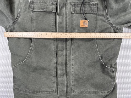 Carhartt Men’s Large Arctic Jacket C26 MOS Green Quilt Lined USA Vintage Hood - Picture 3 of 11