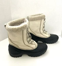 Sorel Boots Womens 9M Cumberland Beige Duck Insulated Winter Snow Sherpa Outdoor