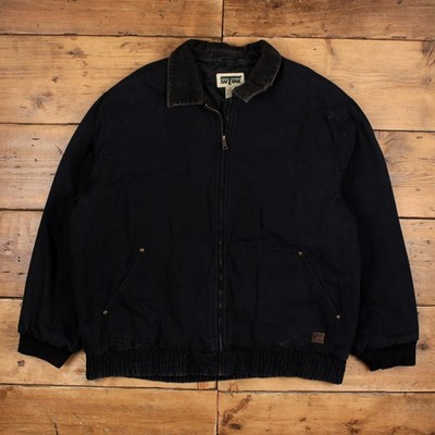 Saftbak Workwear Jacke 2XL Herren Schwarz Baumwolle Canvas Kordelkragen Chore