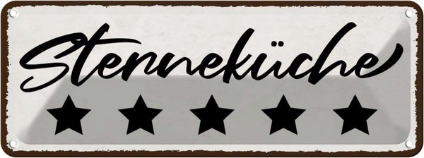 Blechschild 10X27 Cm SternenküChe KüChe Kochen Essen Deko Geschenk Metall Schild-image