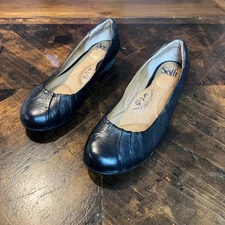 Sofft Black Leather Comfort Ballet Flats Women's 9.5M Dress Shoes