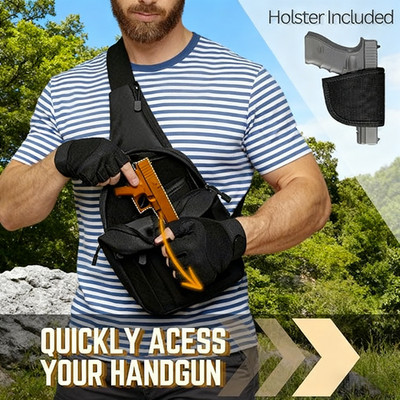 Tactical Pistol Shoulder Bag Chest Pack for Concealed Carry Handgun with Sling