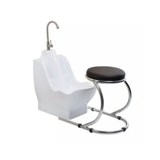 Ablution Wudu Wash Basin with Heavy Duty Chrome Chair Long Tap and Trap Waste