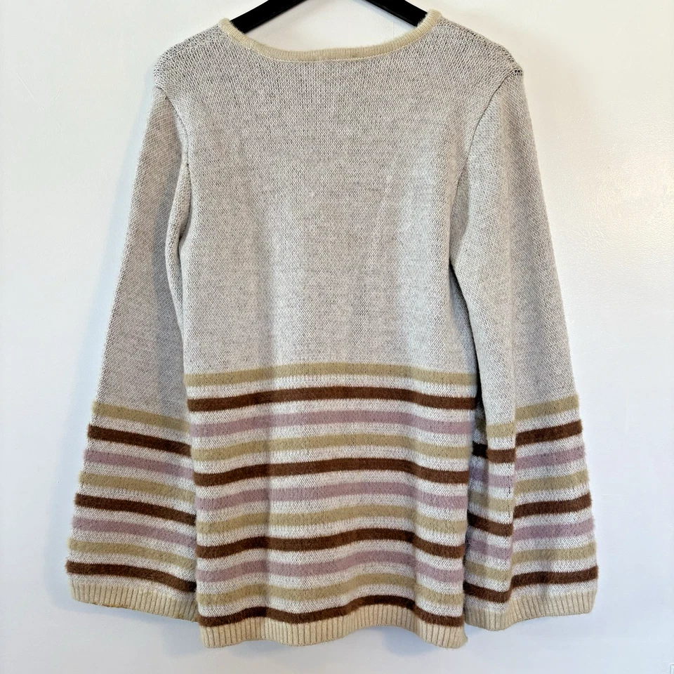 DG2 Diane Gilman 法国斗牛犬毛衣棕褐色条纹舒适柔软超大模糊 — 第 3/4 张图片