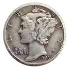 1943-D Mercury Dime F Fine 90% Silver