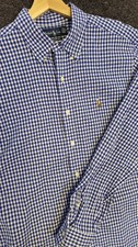 Vtg NWOT Polo Ralph Lauren Long Sleeve Blue  White Gingham Button-Down Shirt L