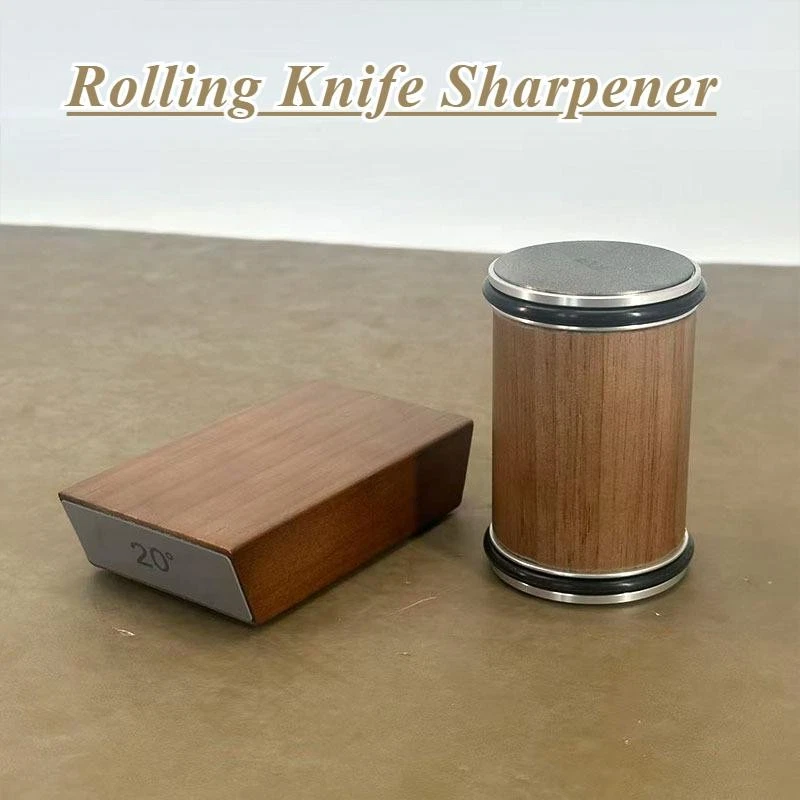 Rolling Knife Sharpener Diamond Stone Kit 15° 20° Magnetic Angle Guide