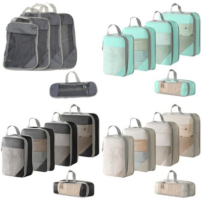 Set of 5pcs Travel Packing Cubes Efficient Organizers for Suitcases Backpacks