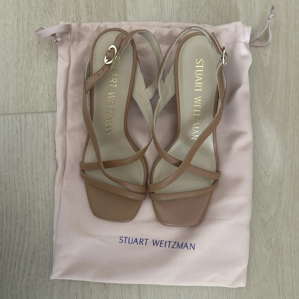 Sandalias Stuart Weitzman Oasis 50 Block Machiato Talla 6B Negras Usadas Sin Caja Foto 2 de 4