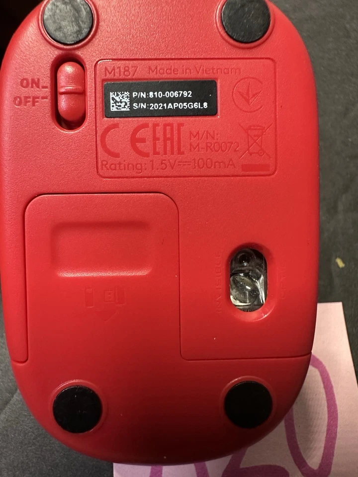 Logitech - M187 Mini Wireless Optical Ultra Portable Mouse - RED - Tested - Image 3 of 4