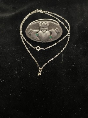 Vtg Torino Claddagh Trinket Box/Brooch/earrings  all 3 in one piece! Pewter NIB